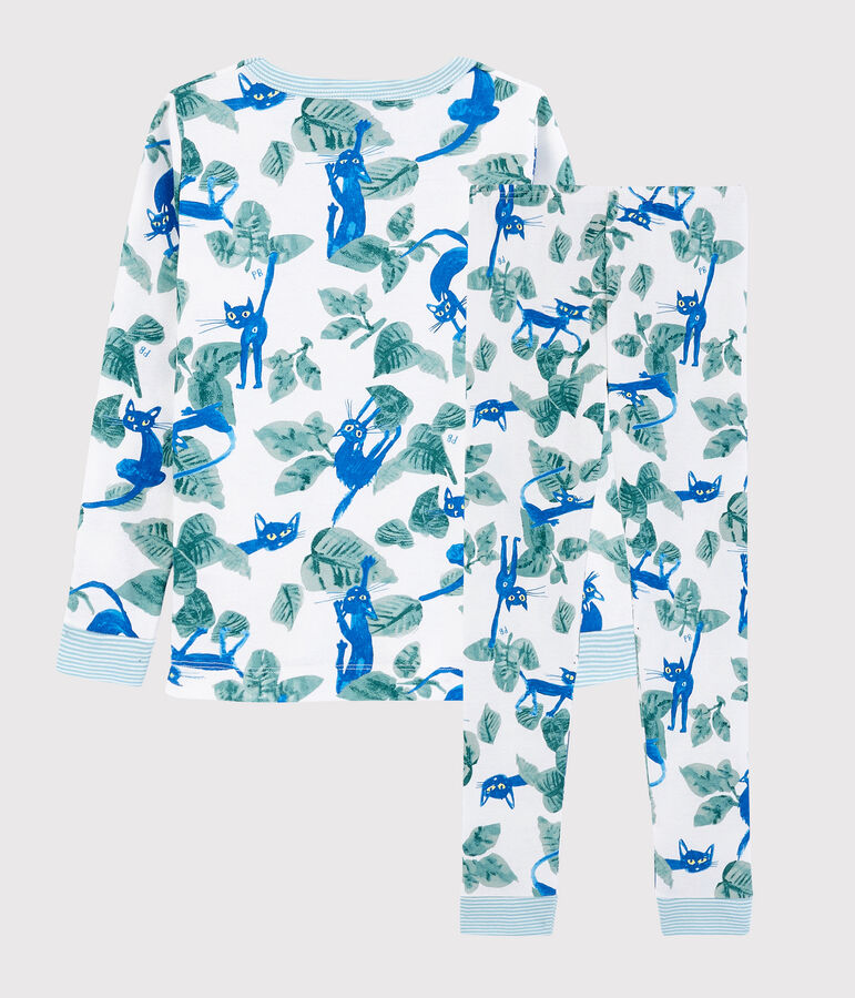 Pigiama snugfit fantasia gatto bambino in cotone bianco/multicolore