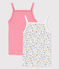 Confezione da 2 canottiere con spalline a fiori bambina in cotone variante 1