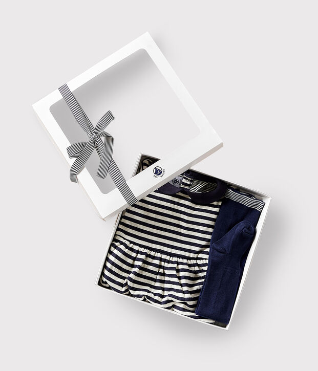 Confezione regalo beb&egrave; con abito e collant multicolore
