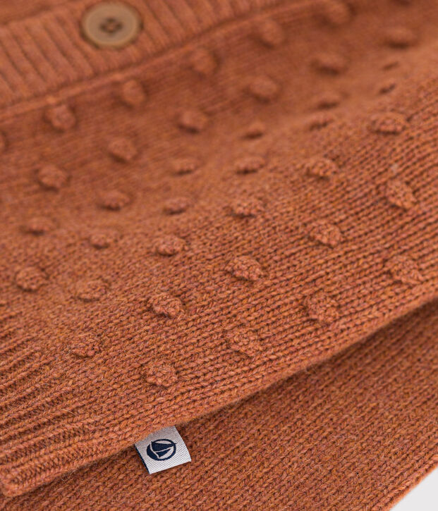 Cardigan in tricot di lana e nylon riciclato beb&egrave; marrone