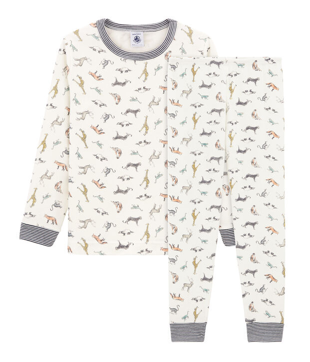 Pigiama bambino a costine bianco/multicolore