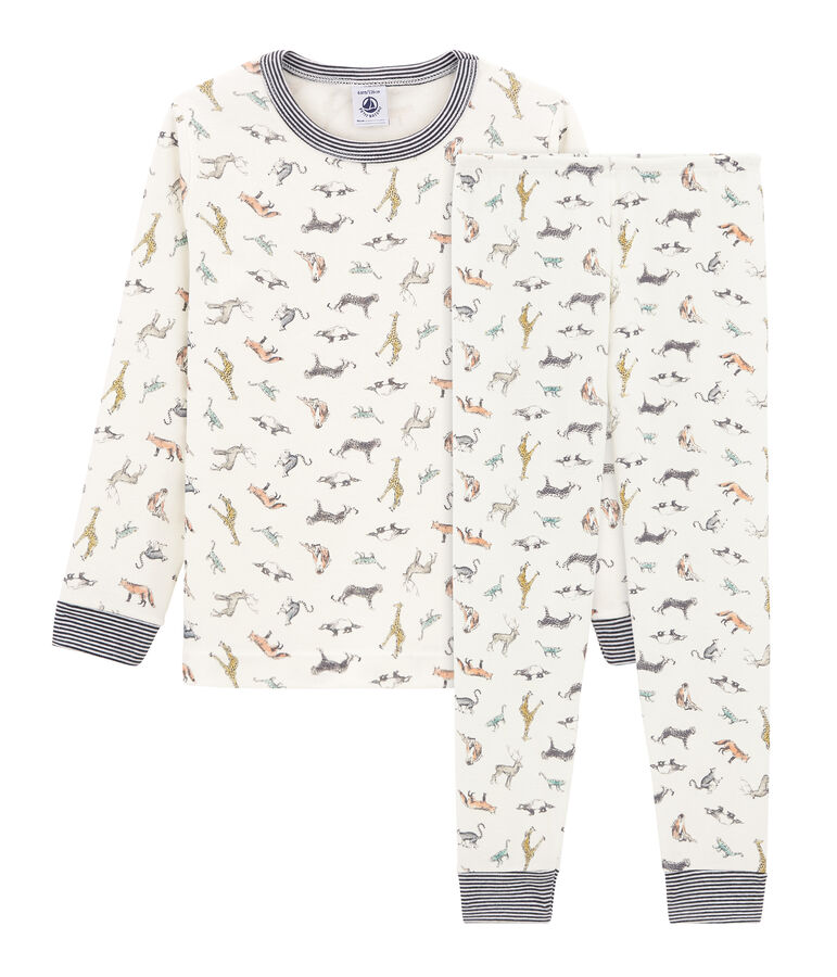 Pigiama bambino a costine bianco MARSHMALLOW/bianco MULTICO