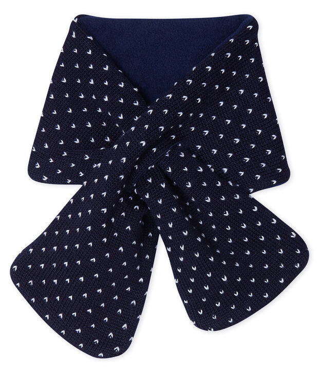 Sciarpa beb&egrave; unisex foderata in pile blu/bianco