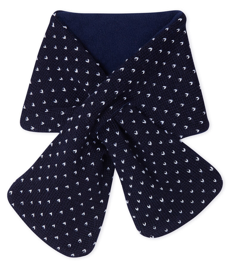 Sciarpa beb&egrave; unisex foderata in pile blu/bianco