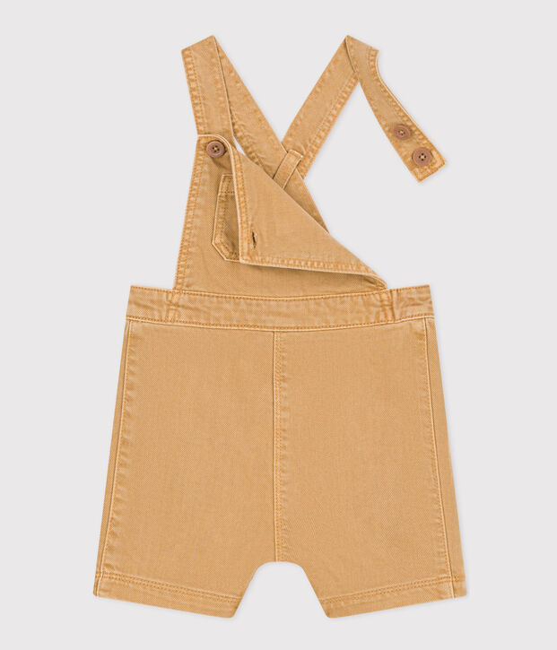 Salopette corta in denim colorato per beb&egrave; beige