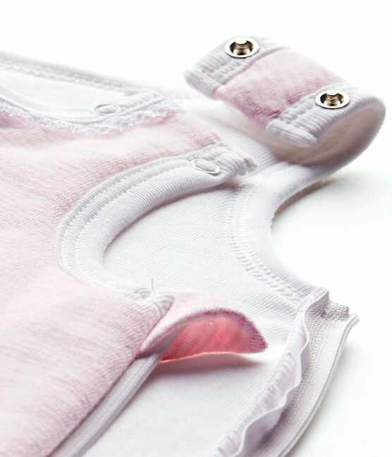 Sacco nanna nascita per bebé femmina millerighe rosa VIENNE/bianco ECUME