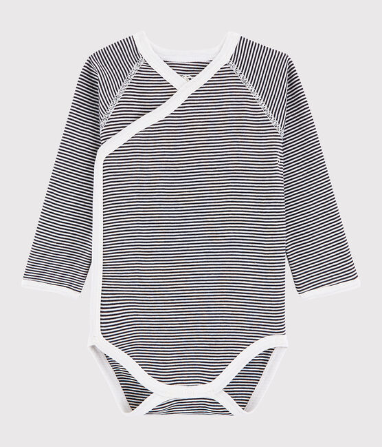 Body incrociato a manica lunga bebè unisex blu SMOKING/bianco MARSHMALLOW