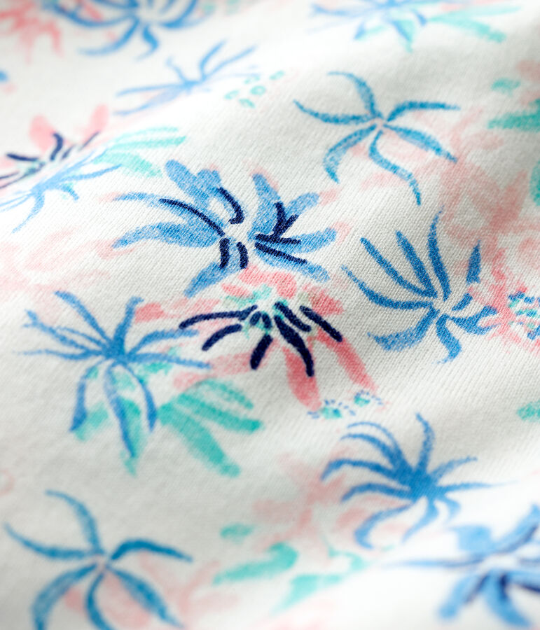 Tutina corta anemoni beb&egrave; femmina in jersey sottile bianco/multicolore