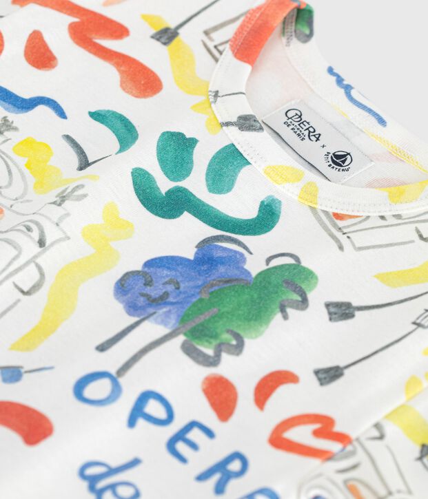 T-shirt a maniche corte in cotone con stampa bambino bianco/rosso/multicolore