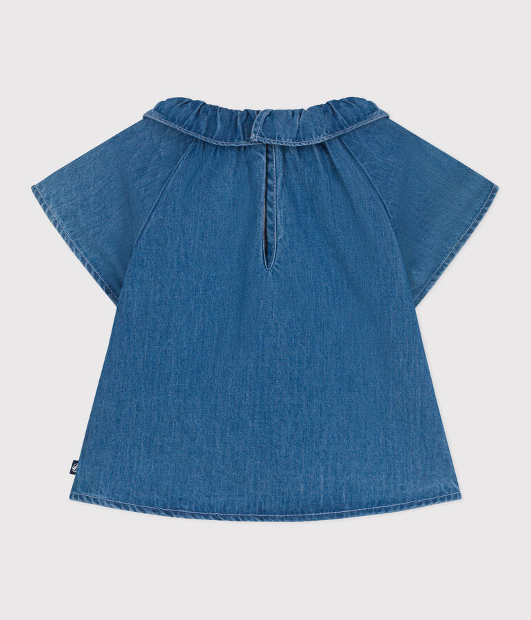 Blusa a maniche corte in denim neonato blu