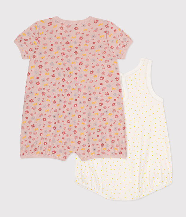 Set di 2 tutine corte beb&egrave; in cotone multicolore