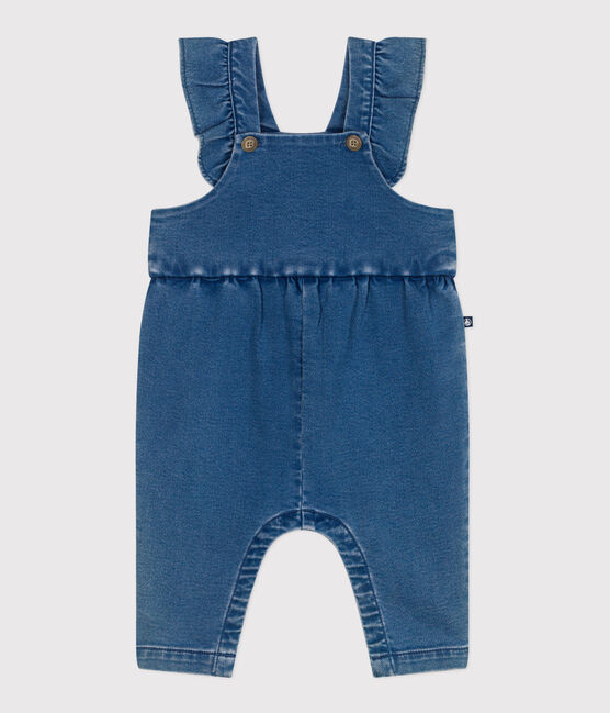 Salopette neonato in denim ed elastan a gamba lunga blu BLEU DELAVE