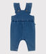 Salopette neonato in denim ed elastan a gamba lunga