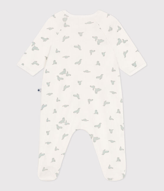 Pigiama in cotone con foche neonato bianco MARSHMALLOW/bianco MULTICO