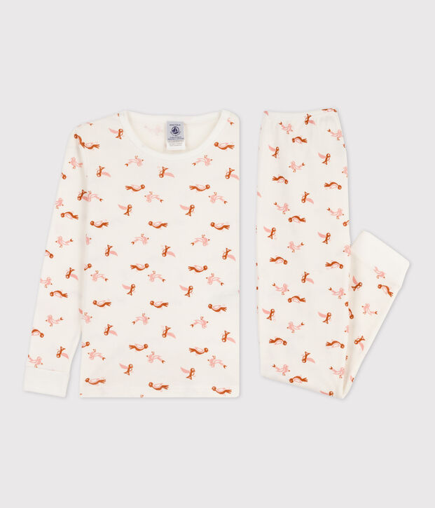 Pigiama snugfit uccellino in cotone bianco/multicolore