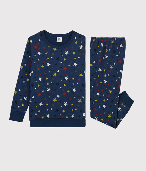Pigiama bambino con motivo stelle in molleton blu MEDIEVAL/bianco MULTICO