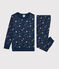 Pigiama bambino con motivo stelle in molleton blu MEDIEVAL/bianco MULTICO