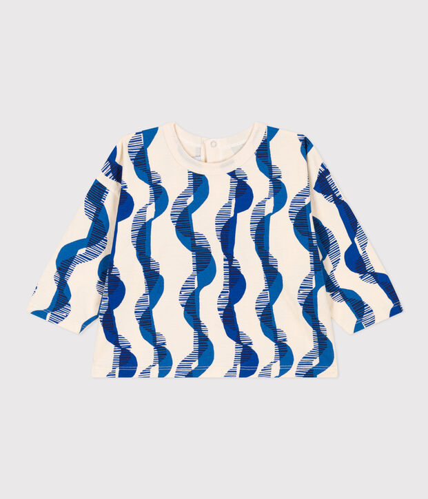T-shirt a maniche lunghe in jersey stampato per beb&egrave; ecru/multicolore
