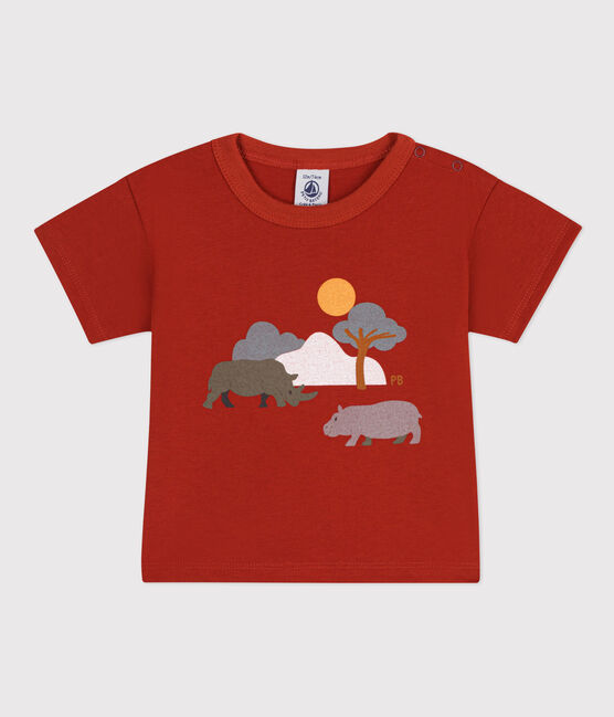 T-shirt bebè a maniche corte in jersey con motivo rosso HARISSA