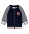Cardigan zippato bebè maschio in tubique blu SMOKING/bianco MARSHMALLOW CN
