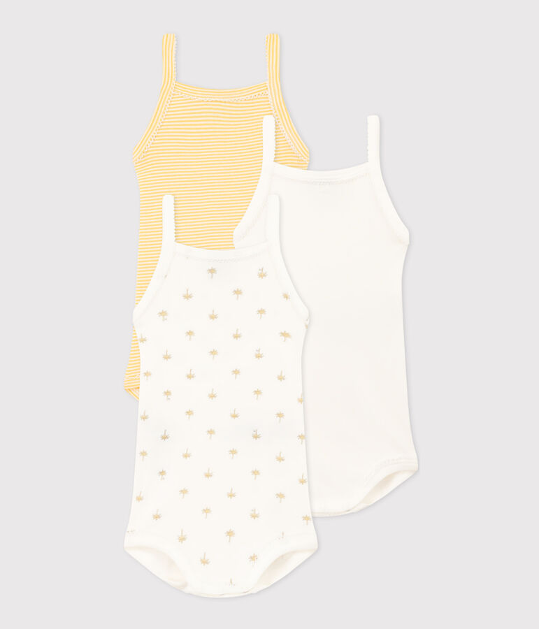 Confezione da 3 body con spalline in cotone motivo palme multicolore