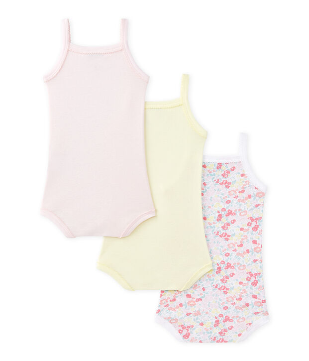 Lotto di 3 bodies per beb&eacute; femmina con spalline bianco