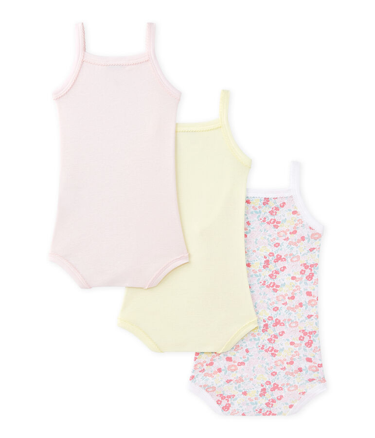 Lotto di 3 bodies per beb&eacute; femmina con spalline bianco