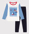 Pigiama a maniche lunghe in cotone bambino blu SMOKING/bianco MULTICO
