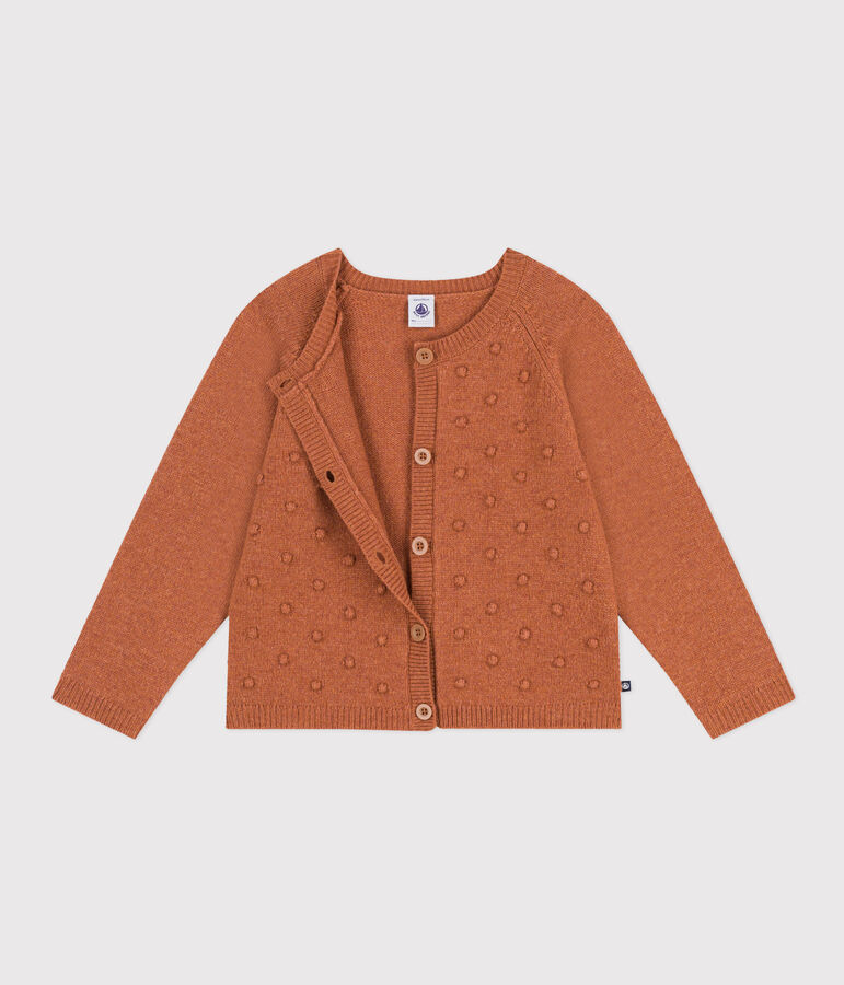 Cardigan in lana bambina marrone