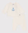 Completo 2 pezzi in maglia di lana e cotone jacquard neonato bianco MARSHMALLOW
