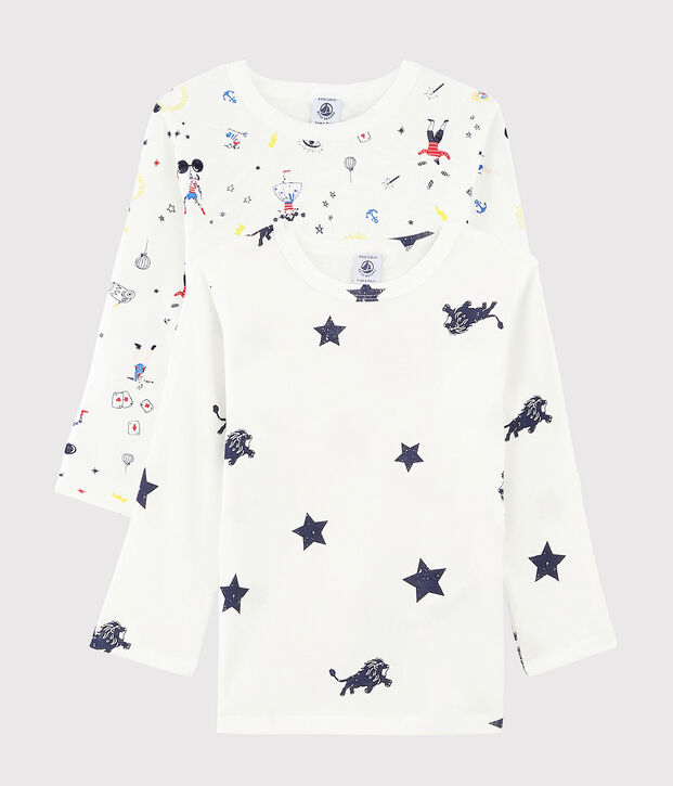 Confezione da 2 t-shirt manica lunga fantasia feste da bambino multicolore