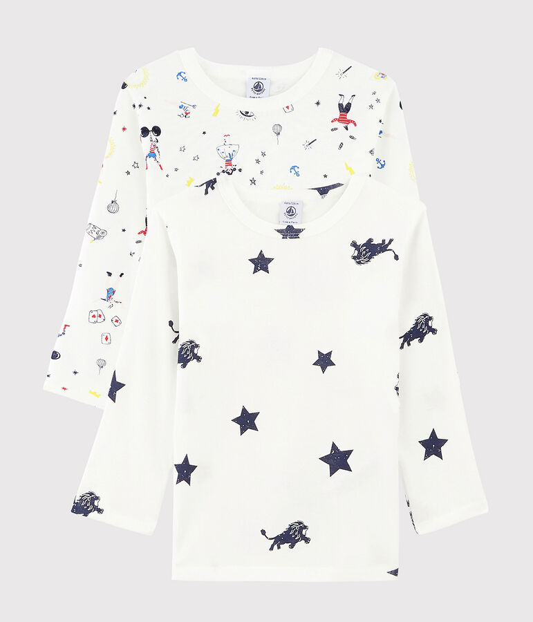 Confezione da 2 t-shirt manica lunga fantasia feste da bambino multicolore