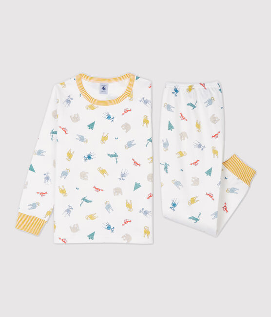 Pigiama bambina/bambino fantasia animali in molleton bianco MARSHMALLOW/bianco MULTICO