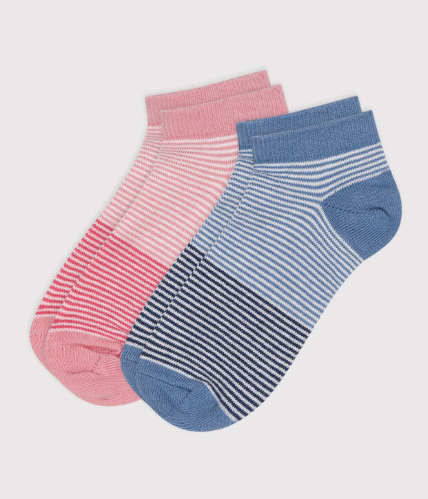 2 paia di calzini per bambine in cotone millerighe multicolore