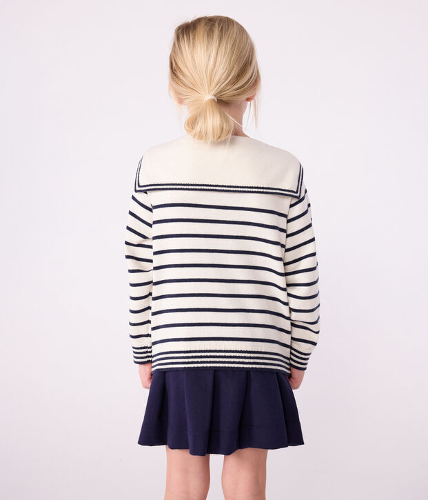 Pullover marinaro in cotone a righe bambino blu/blu