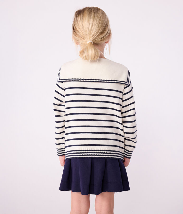 Pullover marinaro in cotone a righe bambino blu MARSHMALLOW/ SOIR