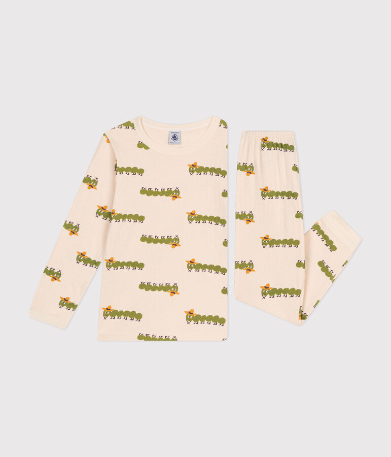 Pigiama fantasia animalier in cotone bambino ecru/multicolore