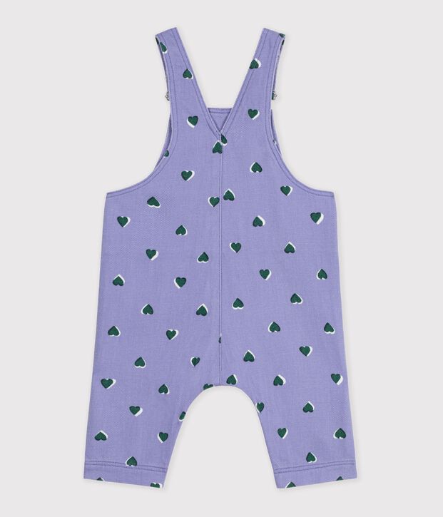 Salopette lunga in serge con stampa a cuori neonata viola/multicolore