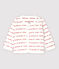 Cardigan "Petit Bateau Je t'aime" bebè in jacquard di cotone biologico bianco MARSHMALLOW/rosso TERKUIT