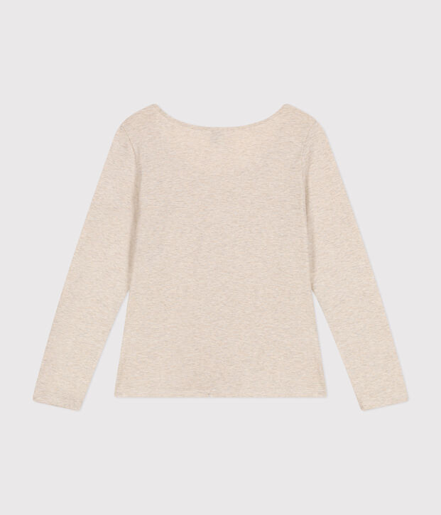 T-shirt Regular a maniche lunghe con scollo rotondo in jersey flamm&eacute; donna MONTELIMAR CHINE