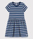 Abito a maniche corte in cotone a righe bambina