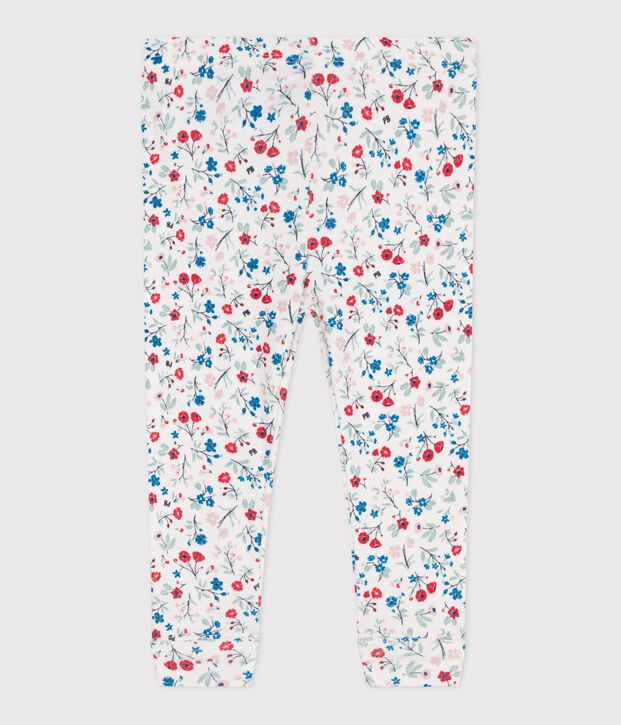 Leggings in cotone con stampa a fiori neonato bianco/multicolore