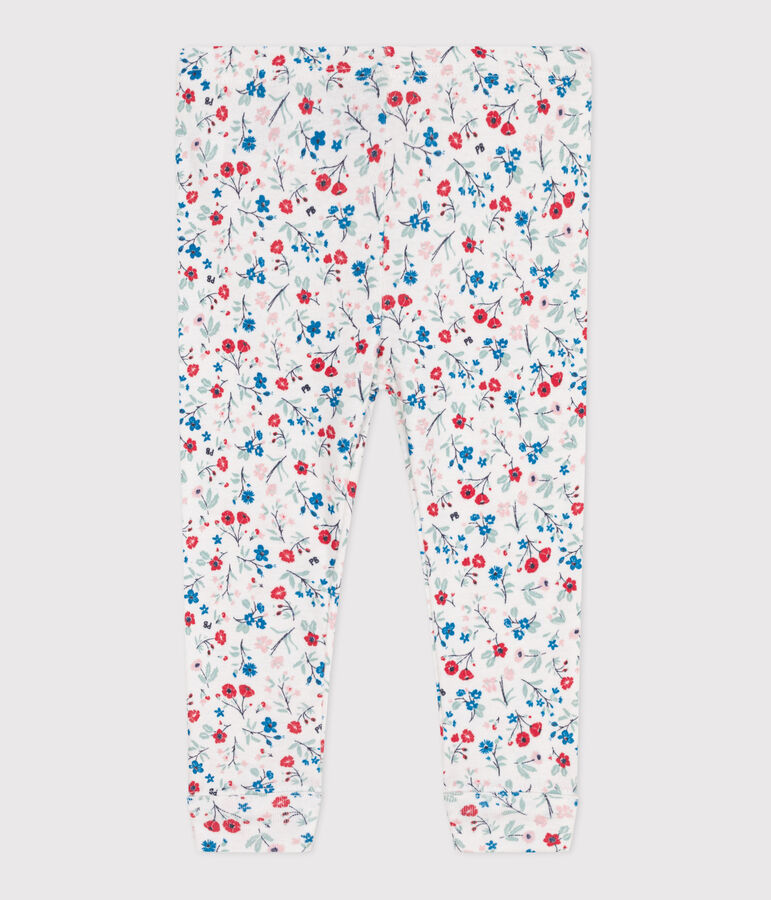 Leggings in cotone con stampa a fiori neonato bianco MARSHMALLOW/bianco MULTICO