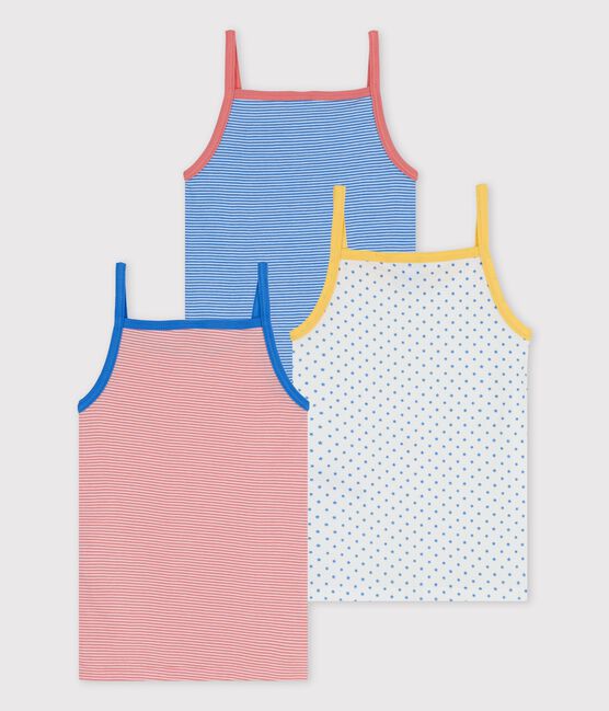 Confezione da 3 canottiere con spalline millerighe bambina in cotone biologico variante 1