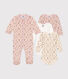 Set con pigiama e 3 body a fiori neonato