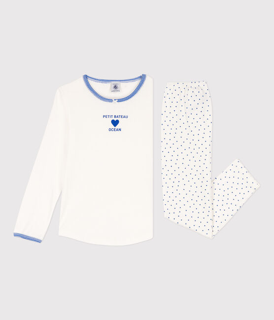 Pigiama bambina in cotone bianco MARSHMALLOW/blu PERSE