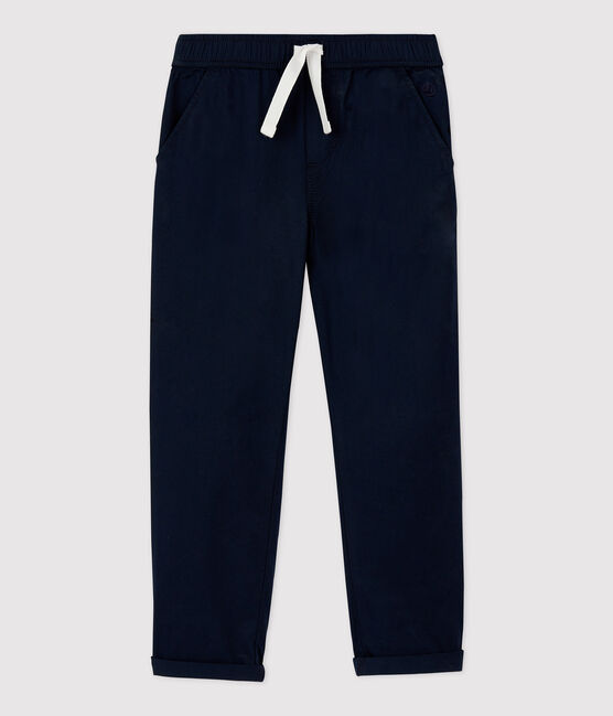 Pantaloni regular in serge di cotone bambino blu SMOKING
