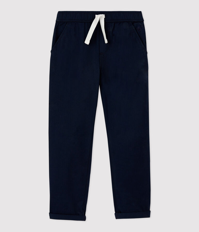 Pantaloni regular in serge di cotone ragazzo blu SMOKING