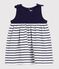 Abito senza maniche in cotone a righe neonata blu SOIR/ MARSHMALLOW