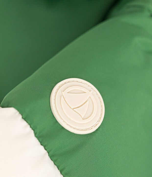 Piumino color block con cappuccio neonato verde/multicolore